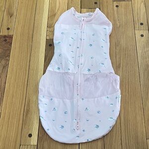 Soft Pink Sleep Sack with Blue Accents